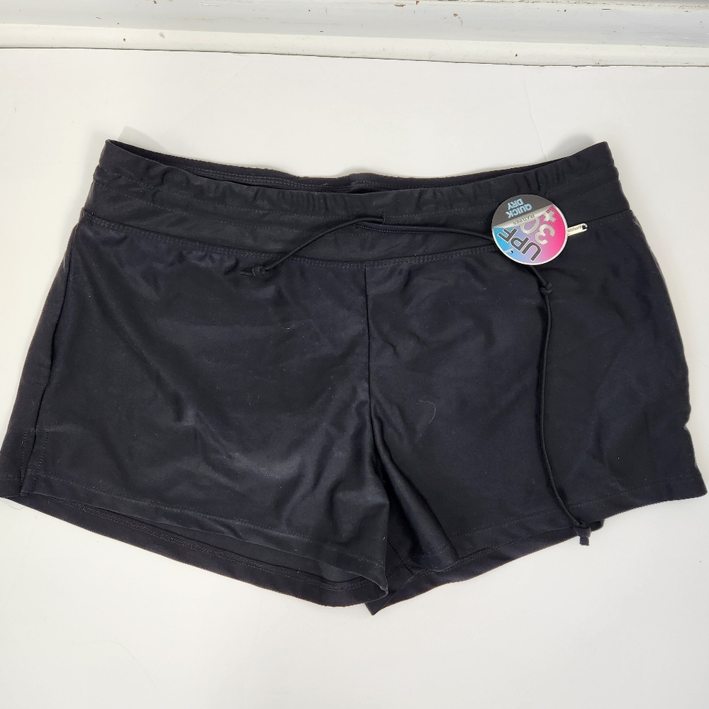Swim Shorts XeroXposur Black with Panty Liner Size 12  UPF 30 NWT - Picture 8 of 9
